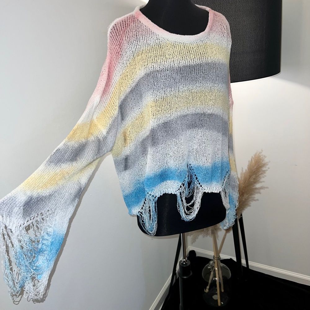 POL Sherbert Rainbow Rugged Lightweight Sweater - Picture 3 of 7